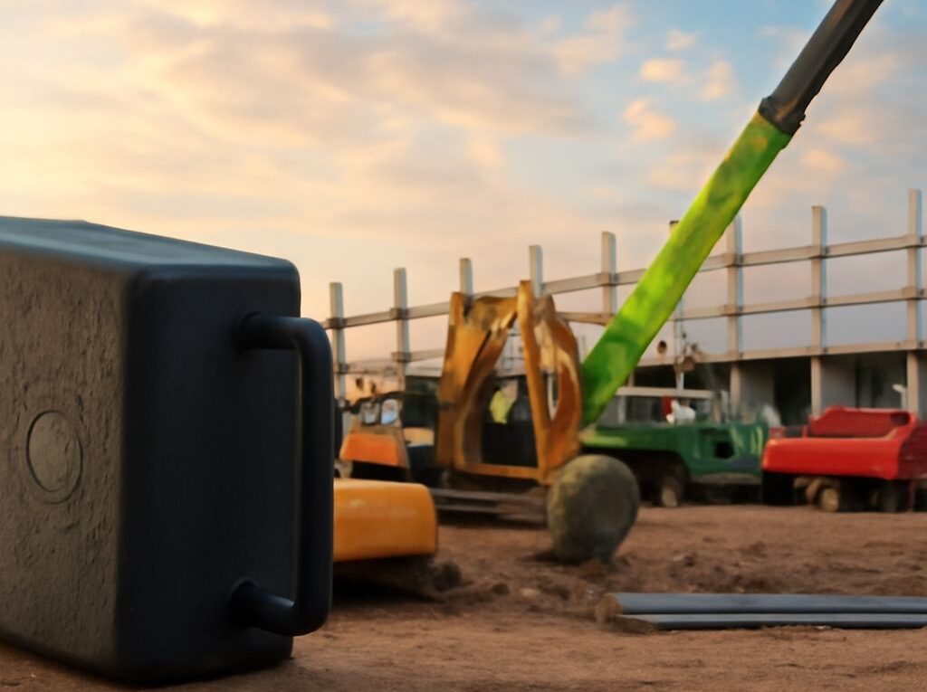GPS asset tracker mounted on construction equipment
