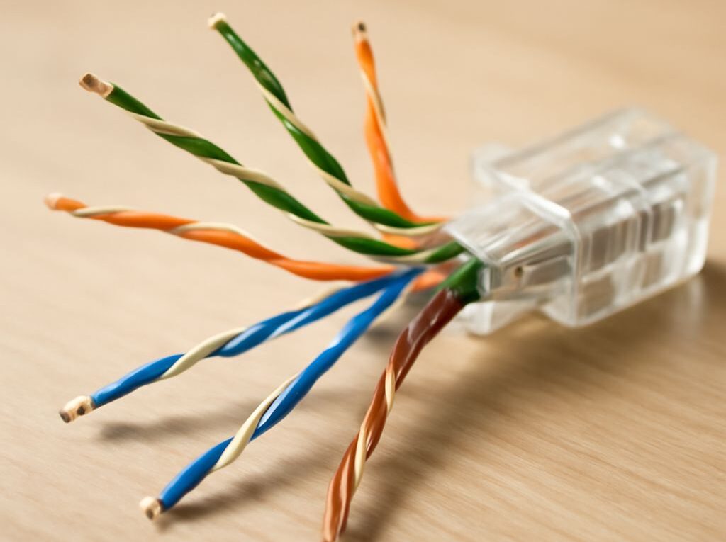 RJ45 pinout, Ethernet color code, and coax-to-Ethernet setup diagram