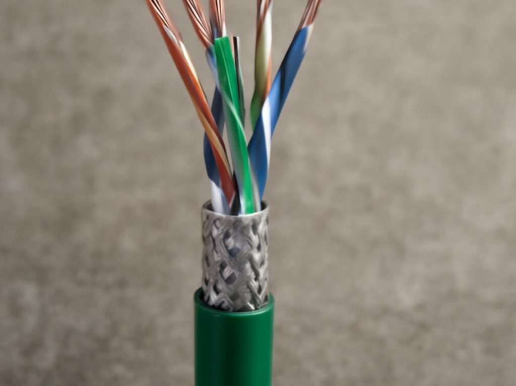 PoE+ switch setup with Cat6A cable termination and wire color guide