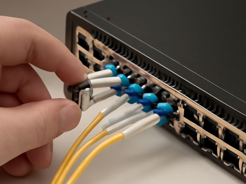 Patch cable, Cat6A cable, and SFP module in an Ethernet link