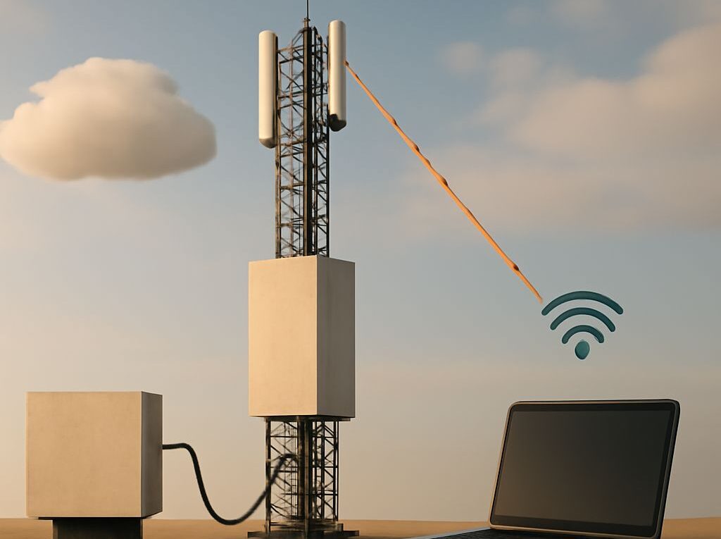 Phone showing a mobile hotspot security key beside a connected laptop