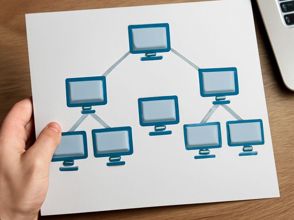 LAN topology diagram showing devices, links, and network segments