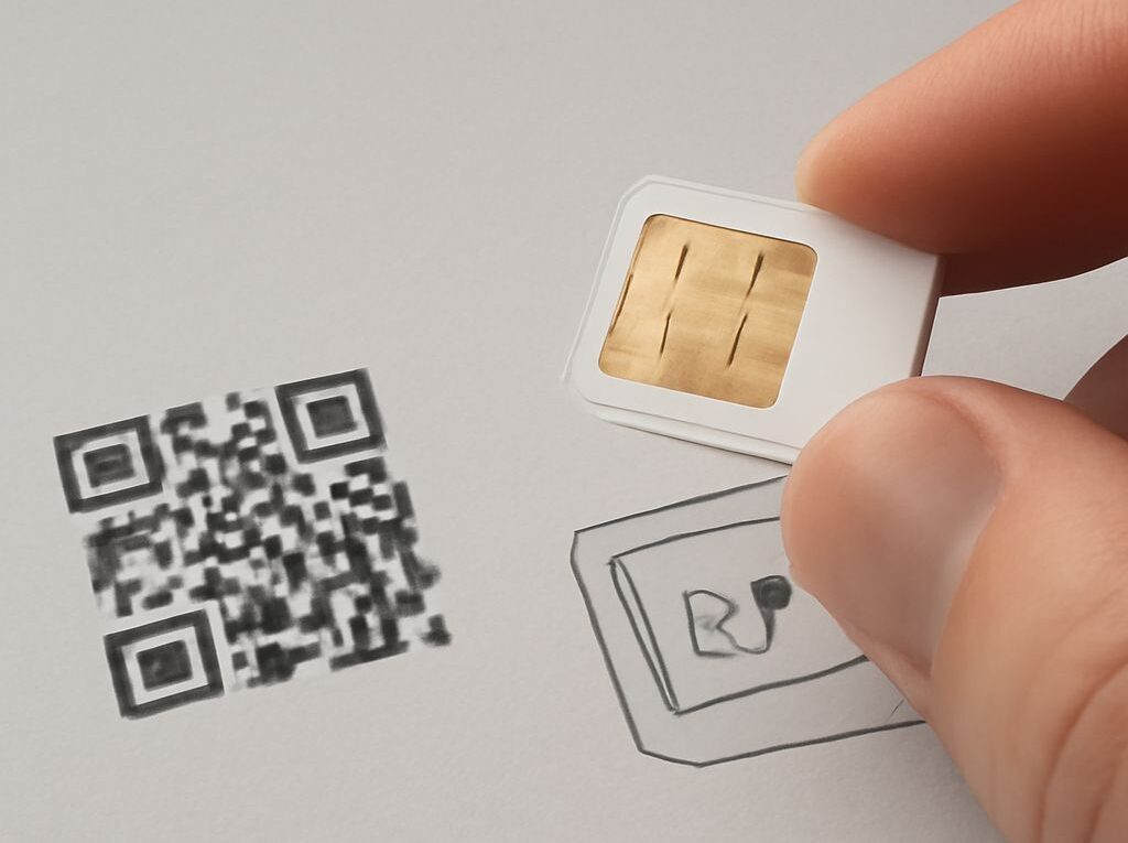 SIM card showing a printed ICCID number