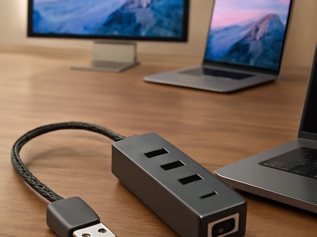 USB-to-LAN adapter connected to a router LAN port