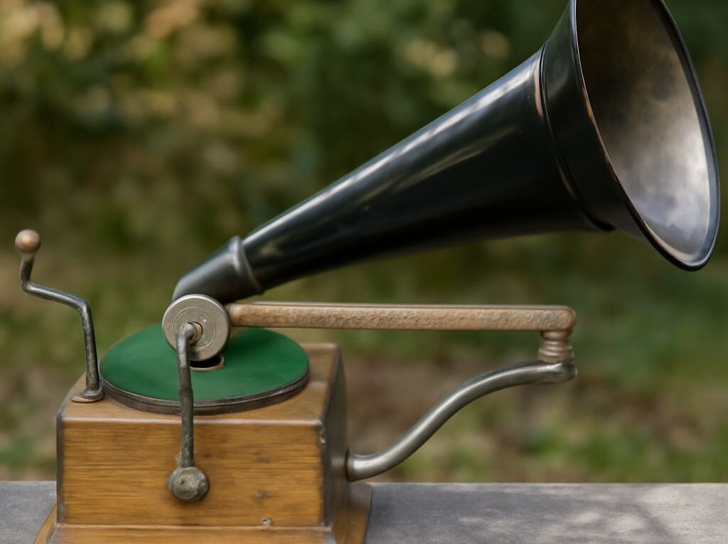 A vintage gramophone and phonograph
