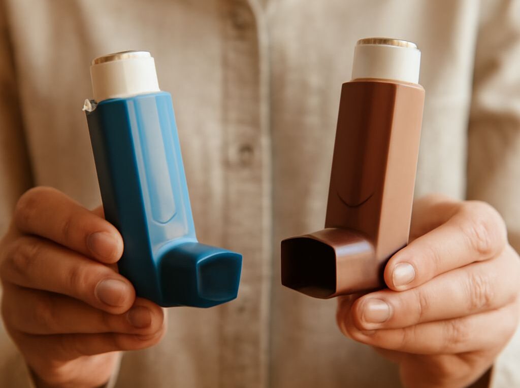 Close-up view of inhaler components