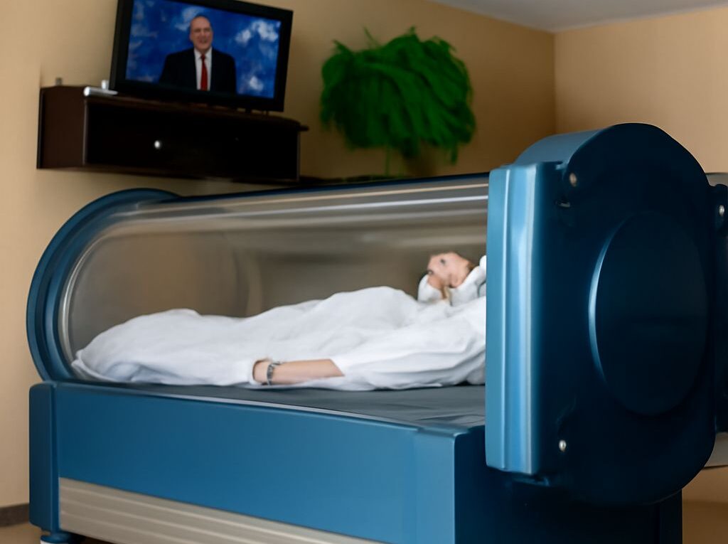 An oxygen chamber used for therapy