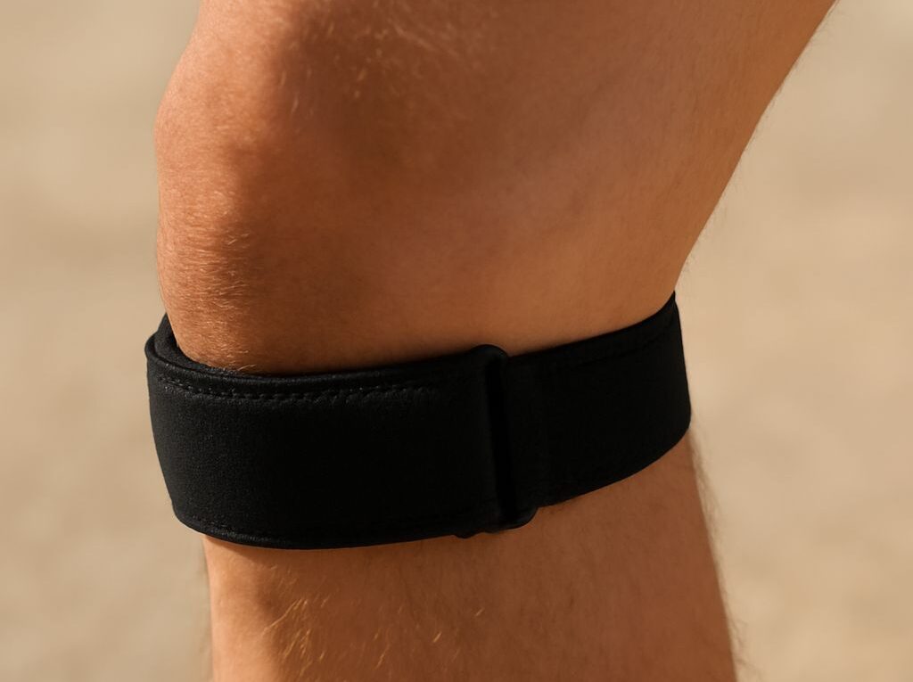 A person using a patella band around their knee